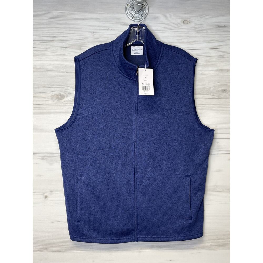 Saddlebred Vest Mens Medium Blue Eve Full Zip Sleeveless Premium Fleece NEW